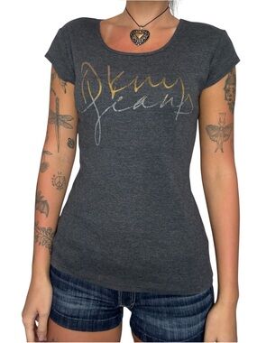 Y2K DKNY Charcoal Baby Tee